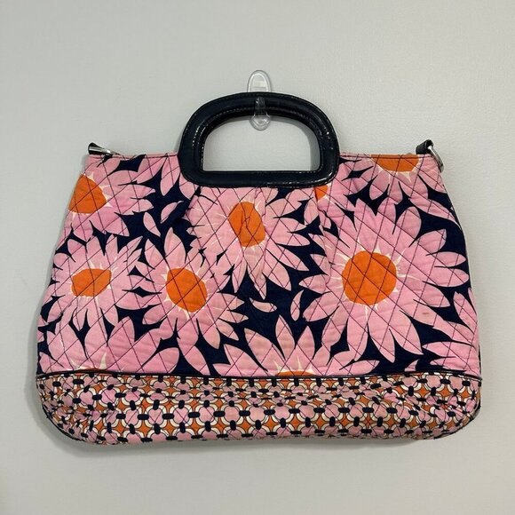 Vera Bradley Charleston Tote Loves Me Pink Orange Floral Bag Purse - Picture 1 of 7
